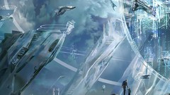 Cityscapes futuristic spaceships science
