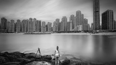 Cityscapes long exposure grayscale