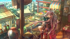 Cityscapes multicolor buildings Anime