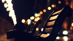 Cityscapes night artistic bench