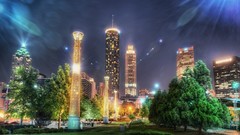 Cityscapes night buildings Parks