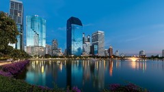 Cityscapes night buildings Sea