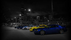 Cityscapes night cars buildings