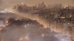 Cityscapes night lights fog