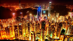 Cityscapes night lights Hong