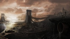 Cityscapes post-apocalyptic brooklyn bridge