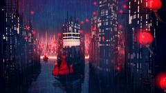 Cityscapes rain ships buildings