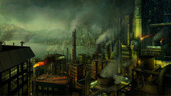 Cityscapes smoke buildings concept