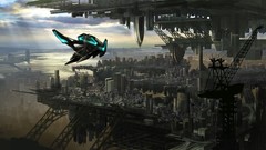 Cityscapes spaceships scenic science