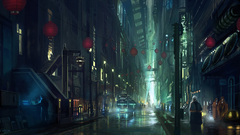 Cityscapes streets futuristic artwork