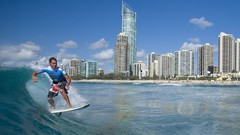Cityscapes surfers bodyboarding