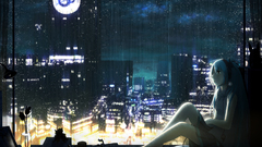 Cityscapes vocaloid night rain