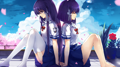 Clannad fujibayashi kyou fujibayashi ryou Anime anime girls legs