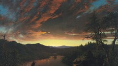 classic art painting landscape clouds nature