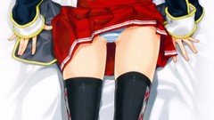 Classy tie red eyes skirts anime girls school uniforms purple 