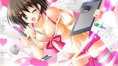 Cleavage brown eyes short