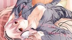 Cleavage long hair pink