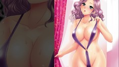 Cleavage purple hair soft