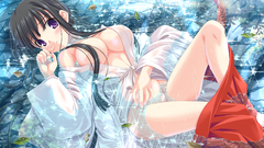 Cleavage wet Japanese kimono