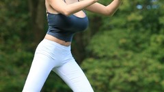 Cleavage yoga huge boobs Jordan Carver