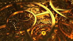 clockwork gears gold macro digital art mechanics render cgi 3d