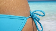 Close-up blue bikini panties