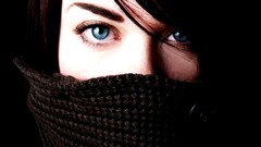 Close-up blue eyes mystery