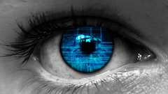 Close-up blue eyes selective