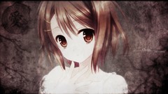 Close-up brown faces anime girls brown eyes brunettes short 