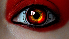 Close-up eyes red eyes