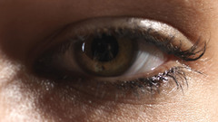 Close-up eyes reflections