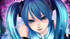 Close-up faces blush long hair anime girls green eyes hatsune 