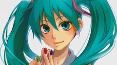 Close-up faces long hair anime girls hatsune miku vocaloid nail 