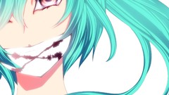 Close-up hatsune miku vocaloid aqua hair