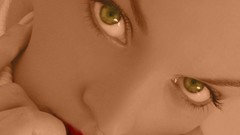 Close-up lips green eyes