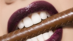 Close-up lips lipstick teeth