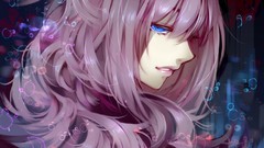 Close-up lips Profile faces pink hair long hair anime girls 