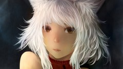Close-up lips white hair faces anime girls brown eyes short 