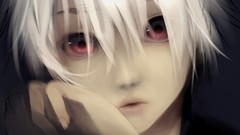 Close-up lips white hair red eyes faces short hair anime boys 
