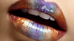 Close-up multicolor lips teeth