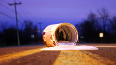 Close-up paint roads low-angle