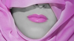 Close-up pink lips selective