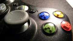 Close-up xbox controllers