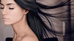 Closed eyes models black hair