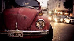 closeup old car City volkswagen beetle