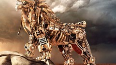 Clouds abstract Robots Lions science fiction digital art mecha