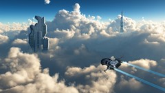 Clouds Aircraft 3d skyscapes futuristic