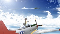 Clouds Aircraft Anime anime girls short hair black hair animal 
