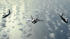 Clouds Aircraft Army flying fighter jets F-22 Raptor