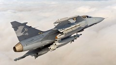 Clouds Aircraft military bomber flying Saab jets bombs 